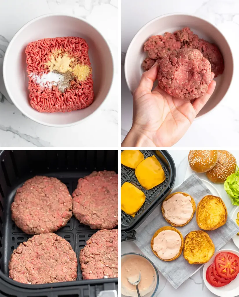Air Fryer Hamburgers prep
