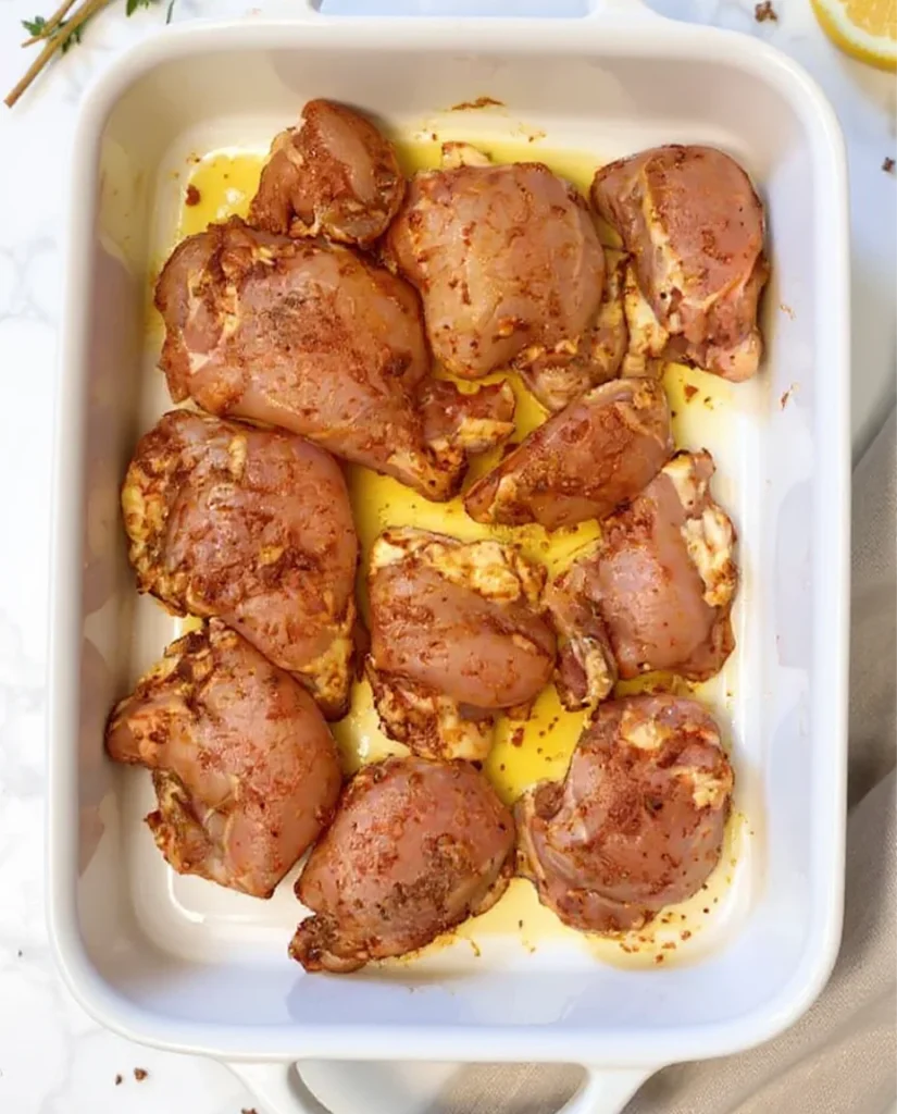 Roast Chicken Thighs in Oven mixing