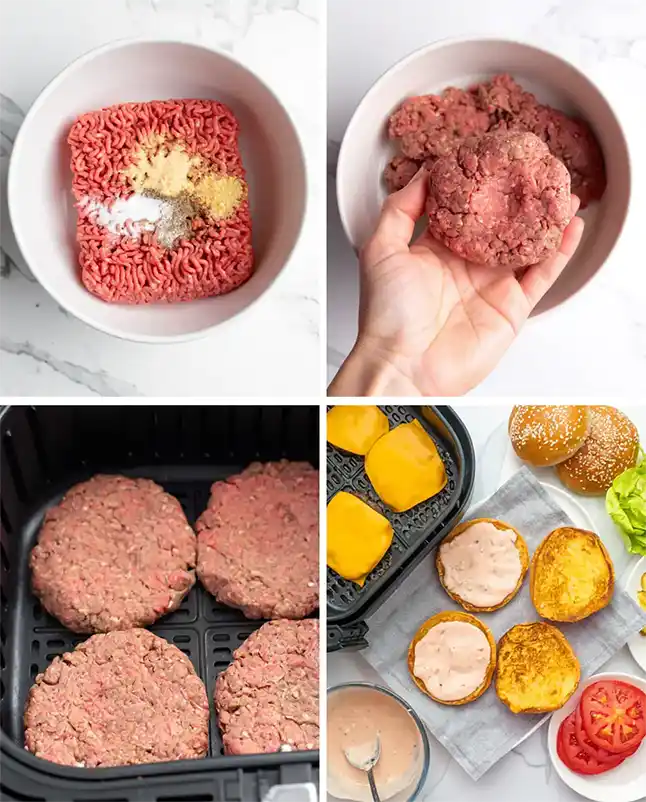 Air Fryer Hamburgers prep