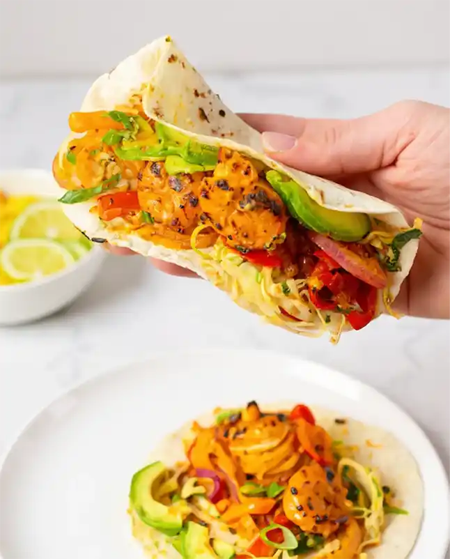 Baja Shrimp Tacos serv