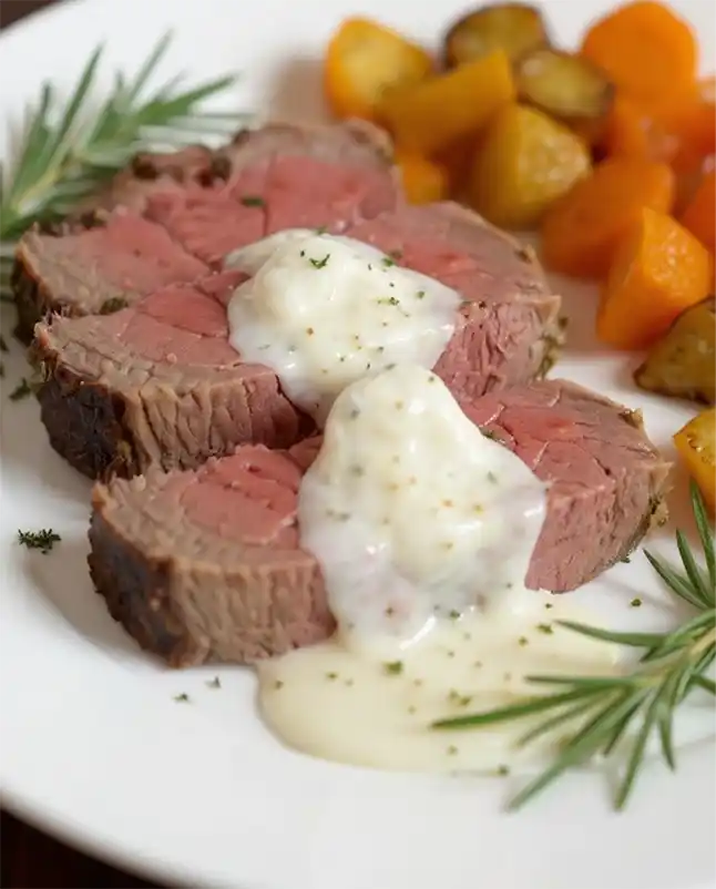 Grilled Beef Tenderloin serving