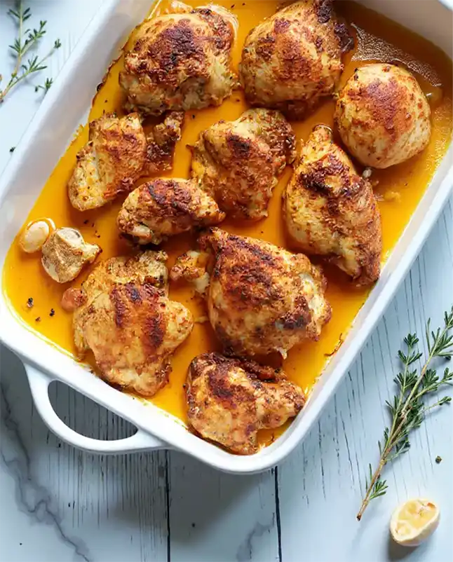 Roast Chicken Thighs in Oven serving