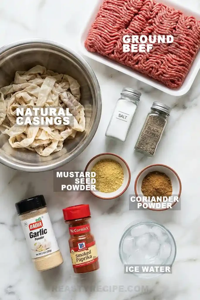 Smoked Beef Sausage ingr